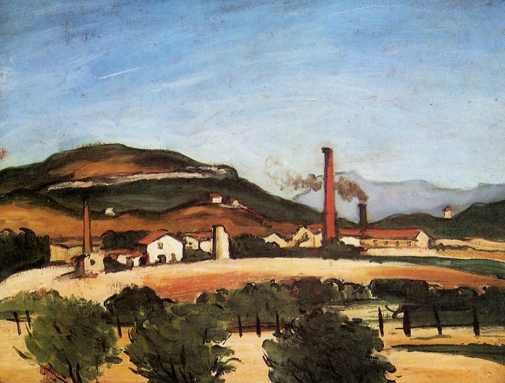 Factories Near Mont de Cengle - Paul Cezanne Painting
